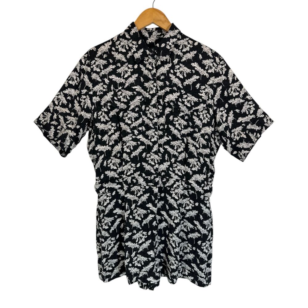 Rag & Bone Surplus Floral Romper Black White Shorts Pockets Size 6 - Picture 4 of 14